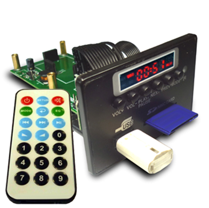 Мастер Кит Встраиваемая минисистема MP2897 (FM, USB, SD, ДУ, часы/будильник, LED дисплей) Встраиваемая минисистема MP2897 с установленным УМЗЧ D-класса 2х20 Вт MP3001