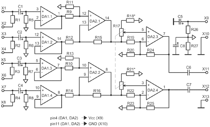 Двухканальный операционный усилитель схема