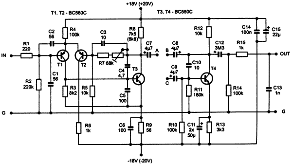 Фонокорректор на транзисторах схема