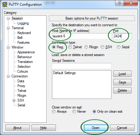 Подключение к TCP серверу Laurent через putty Мастер Кит Как узнать об изменении уровня на входной линии?  Подключение к TCP серверу Laurent через putty