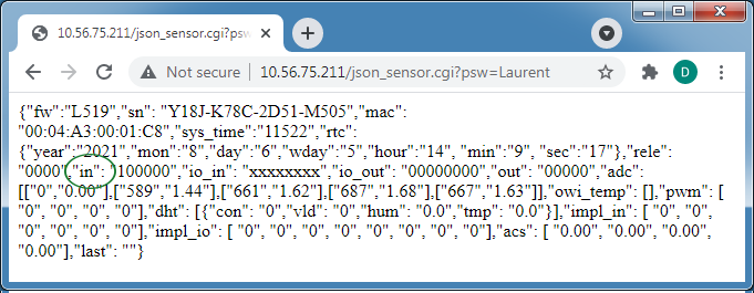 Показания датчиков в JSON Мастер Кит Как узнать об изменении уровня на входной линии?  Показания датчиков в JSON