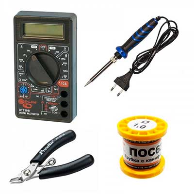 Мастер Кит Универсальный набор инструментов радиолюбителя Универсальный набор инструментов радиолюбителя, мастер кит, мультиметр, припой, кусачки, паяльник