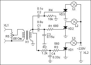 Мастер Кит Шестиканальная цветомузыкальная приставка. Световые эффекты с набором NK294  Схема цветомузыкальной приставки конца 70-х годов