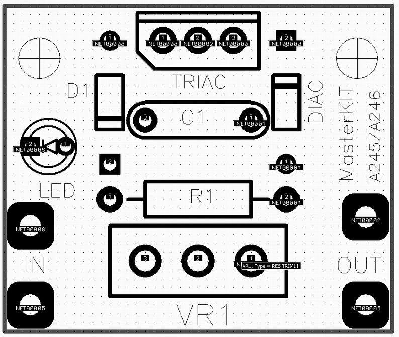 Мастер Кит Регуляторы мощности NF245, NF246 и NF247 Монтажная схема регулятора мощности NF246
