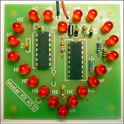 Мастер Кит Новогодний ассортимент товаров NS073 - набор для пайки - маленькое сердце на светодиодах