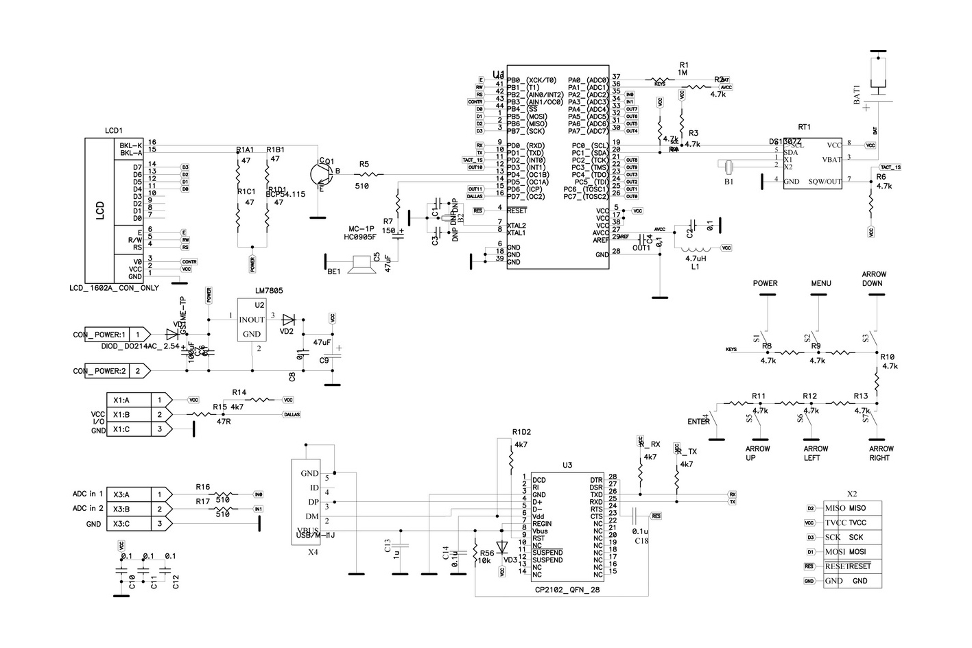 Схема - MP8036 - 12-ти канальный таймер, термостат, АЦП, часы,  v1,95а