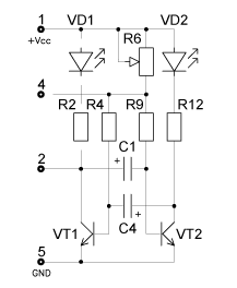 Схема - NK024 - Светодиодный проблесковый маячок
